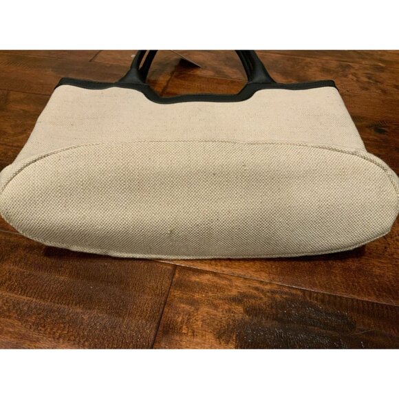 Rachel Zoe Khaki Tan Natural Capri Tote Black Leather Straps - Picture 6 of 9